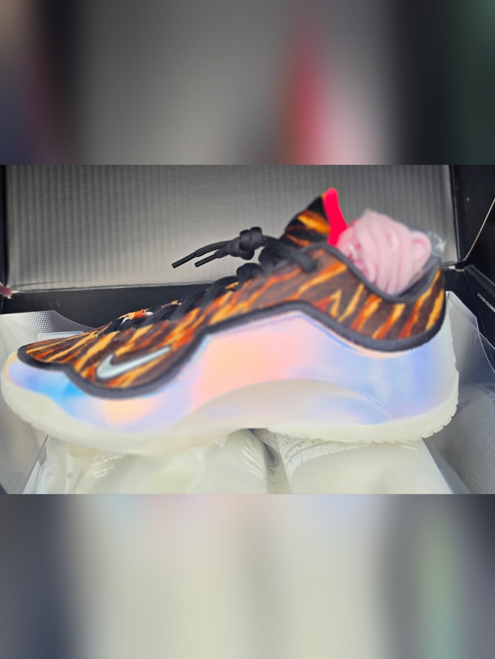 LEBRON LeBron XXIII Iridescent Tiger-Print Athletic Sneakers - Black/Orange/Pink